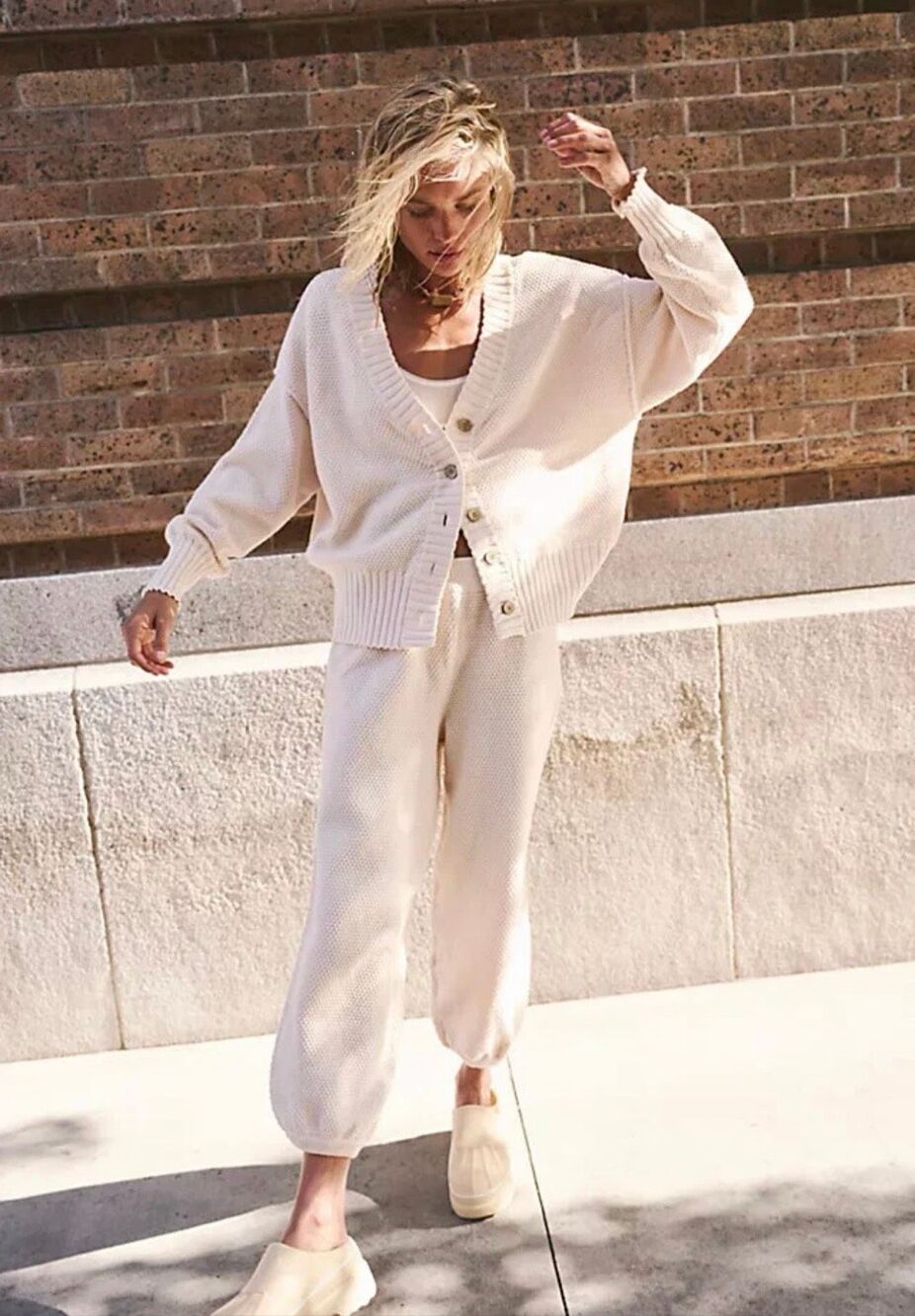 Free People Hailee Cardi Set in Powder Sand Size M